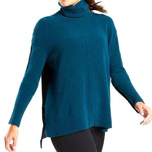 Athleta Transit Colorblock Turtleneck Sweater in Teal/Black